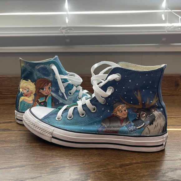 Converse Shoes - Hand painted, Frozen converse high tops